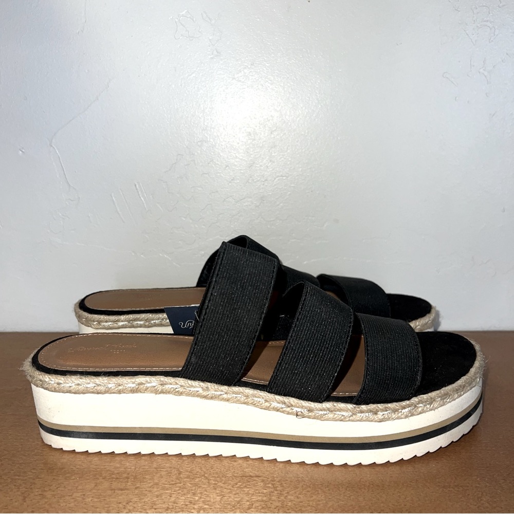 UNIVERSAL THREAD Women's Florence Sporty Platform Stretch Sandals - Black SZ 9